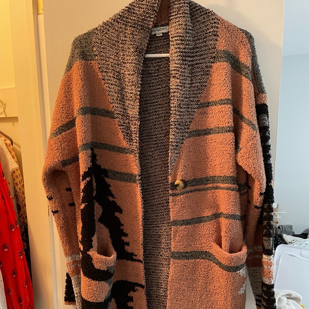 Vici fuzzy Aztec print cardigan sweater. Never been worn!